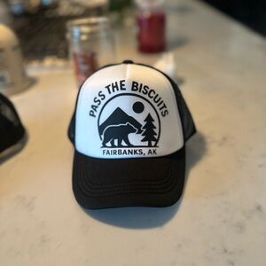 Pass The Biscuits Kids Trucker Hat - Black and White